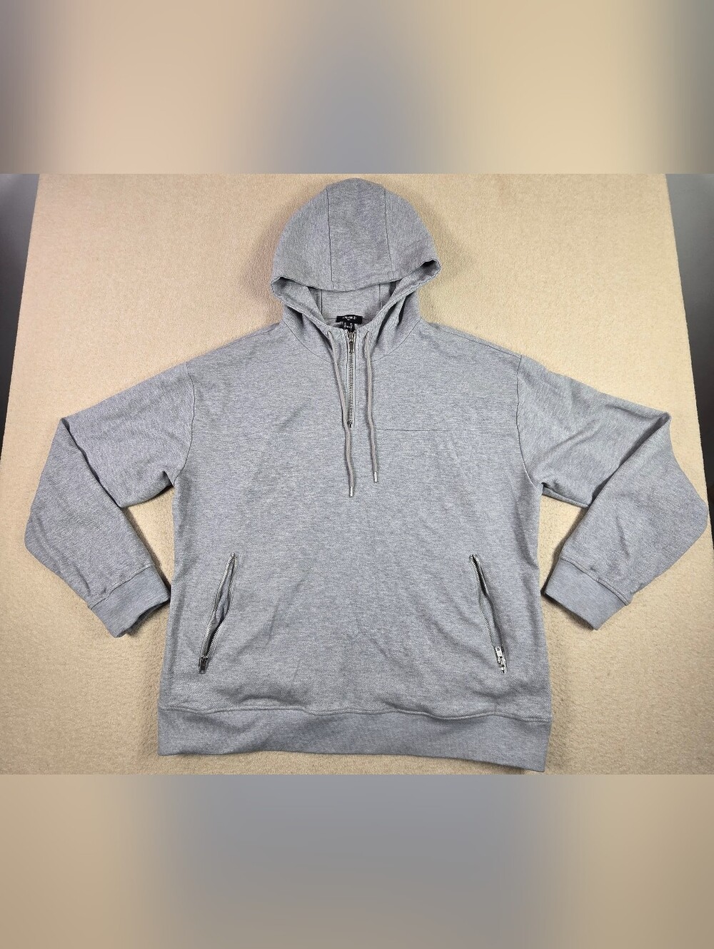 Forever 21 Men Gray Quarter Zip Pullover Hoodie Sweatshirt XL